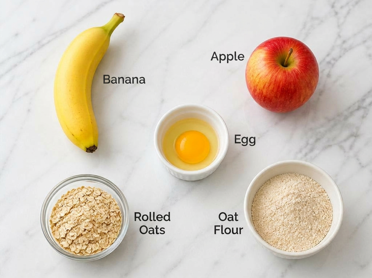 Ingredients for Apple, Banana & Oat Biscuits