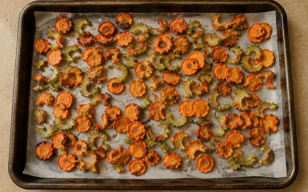 Baked Celery & Carrot Dog Chips, homemade dog recipe