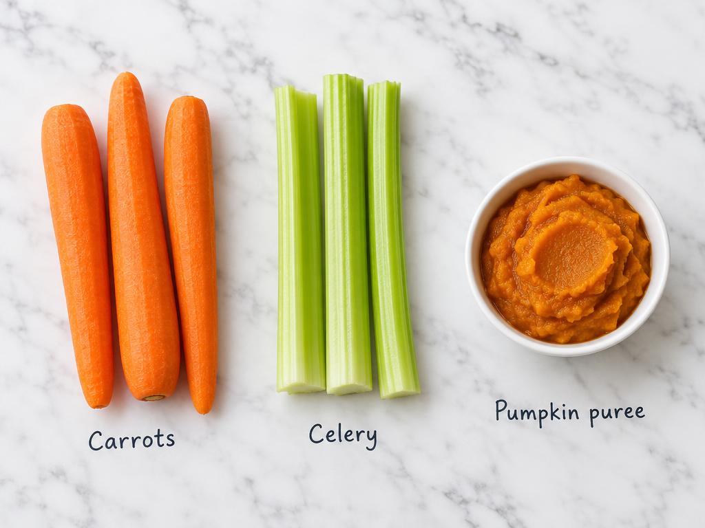 Ingredients for Baked Celery & Carrot Dog Chips