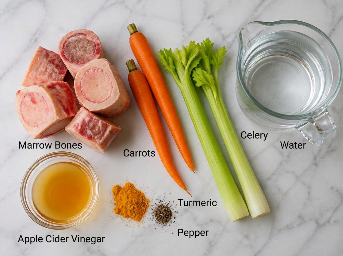 Ingredients for Beef Bone Broth for Dogs (Easy Slow Cooker Recipe)