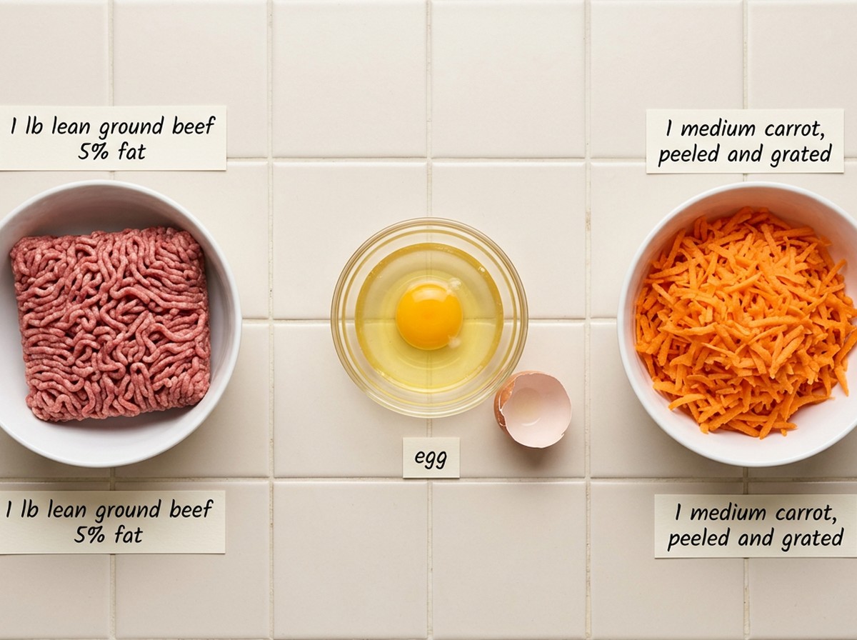 Ingredients for Beef Carrot Dehydrated Dog Treats