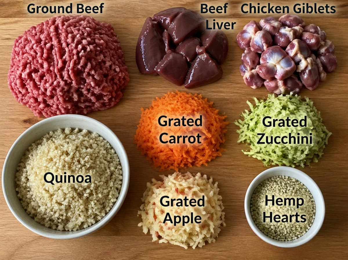 Ingredients for Beef & Quinoa Dog Food Recipe