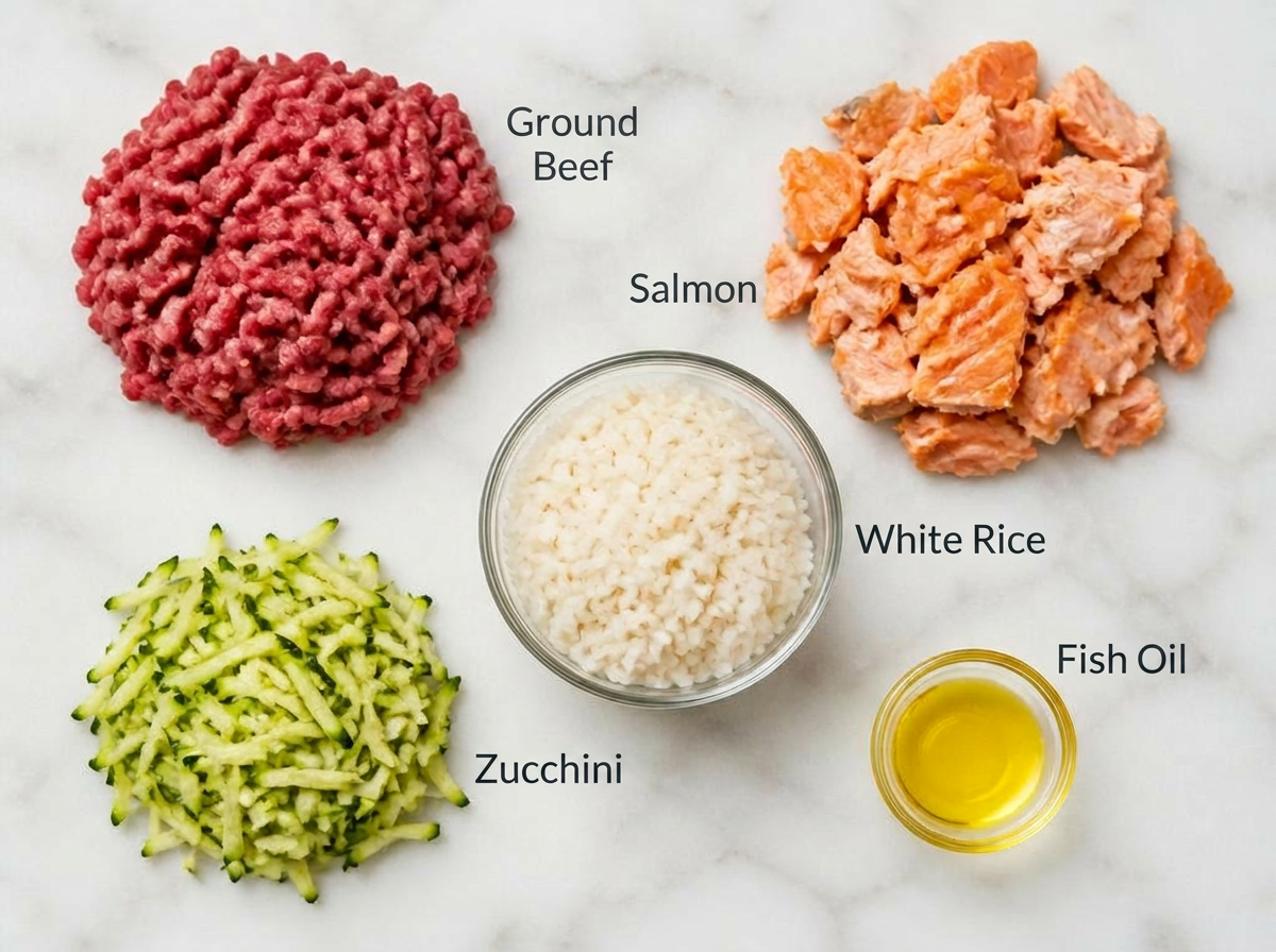 Ingredients for Beef & Salmon Power Bowl