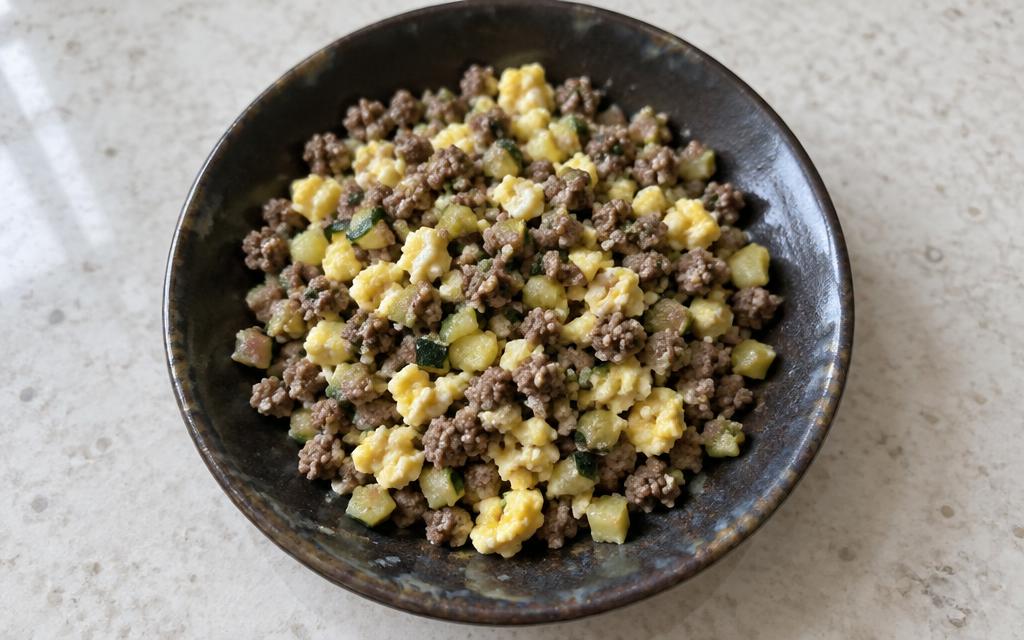 Beef & Zucchini Cat Dinner, homemade cat recipe