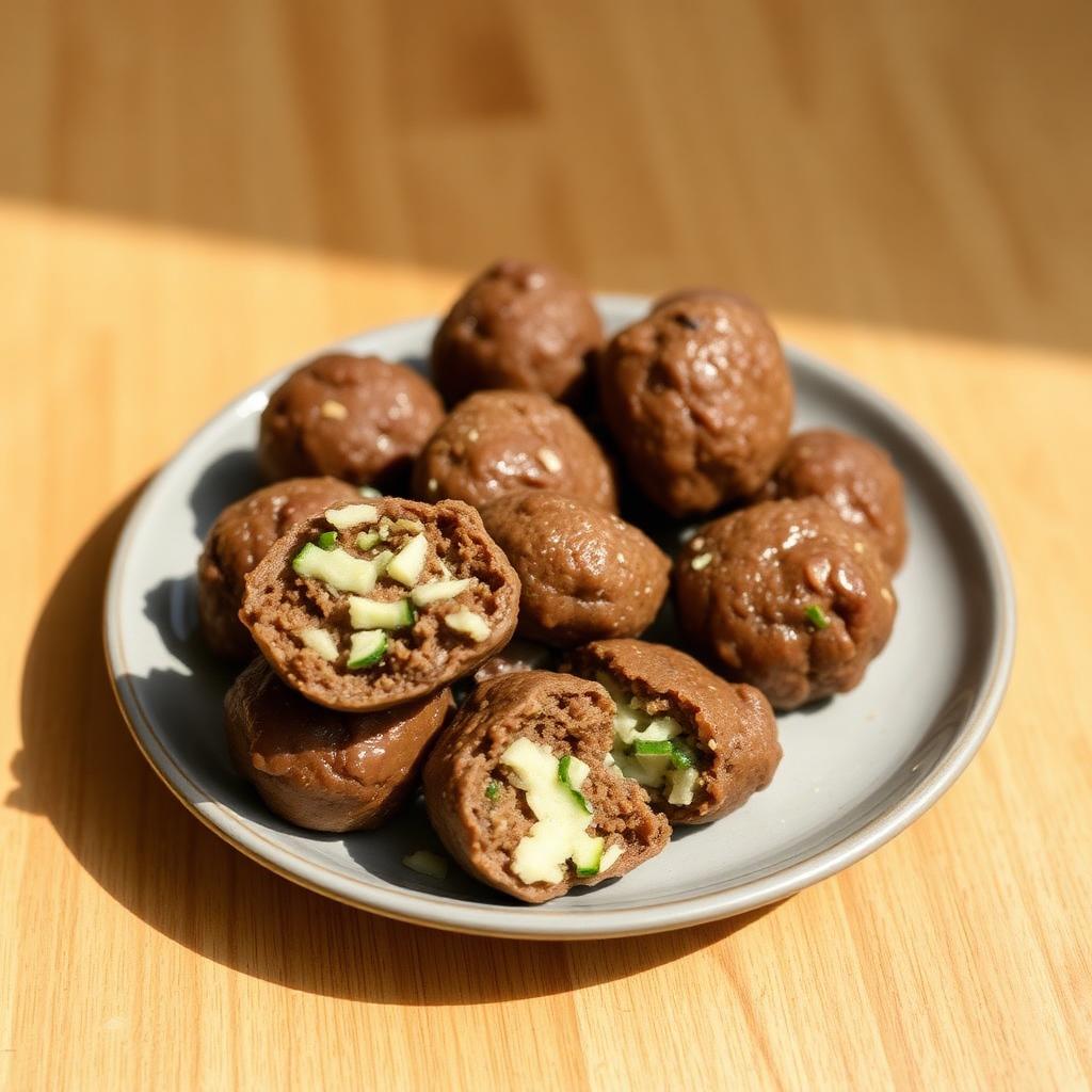 Beef Zucchini Meatballs for Dogs, homemade dog recipe