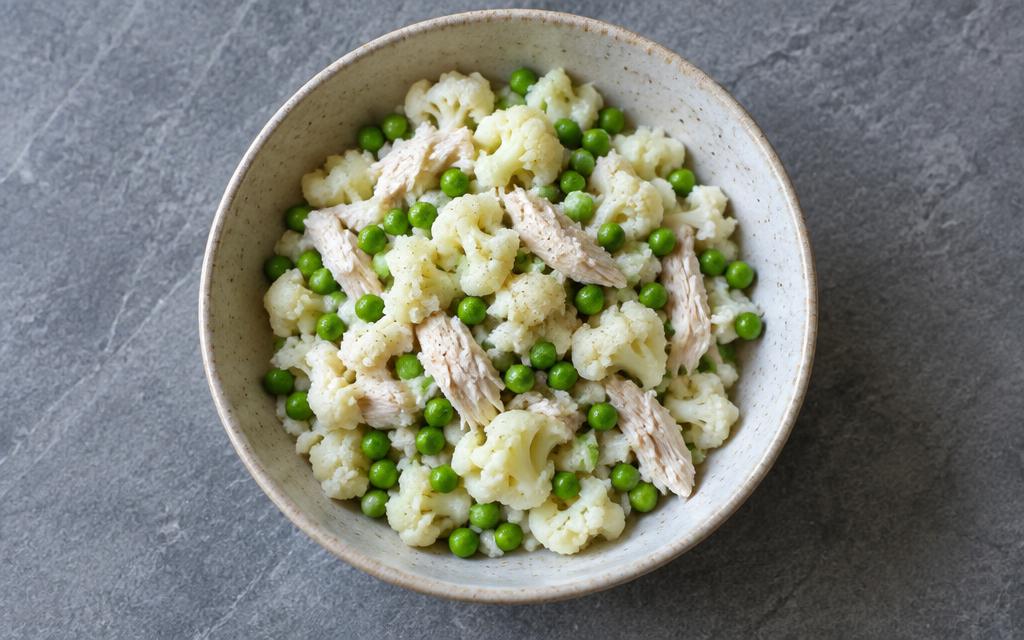 Cauliflower & Chicken Light Dog Bowl, homemade dog recipe