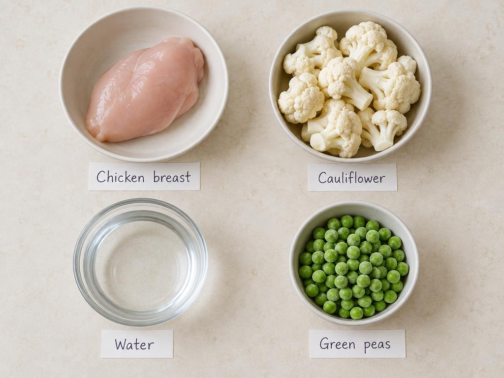 Ingredients for Cauliflower & Chicken Light Dog Bowl
