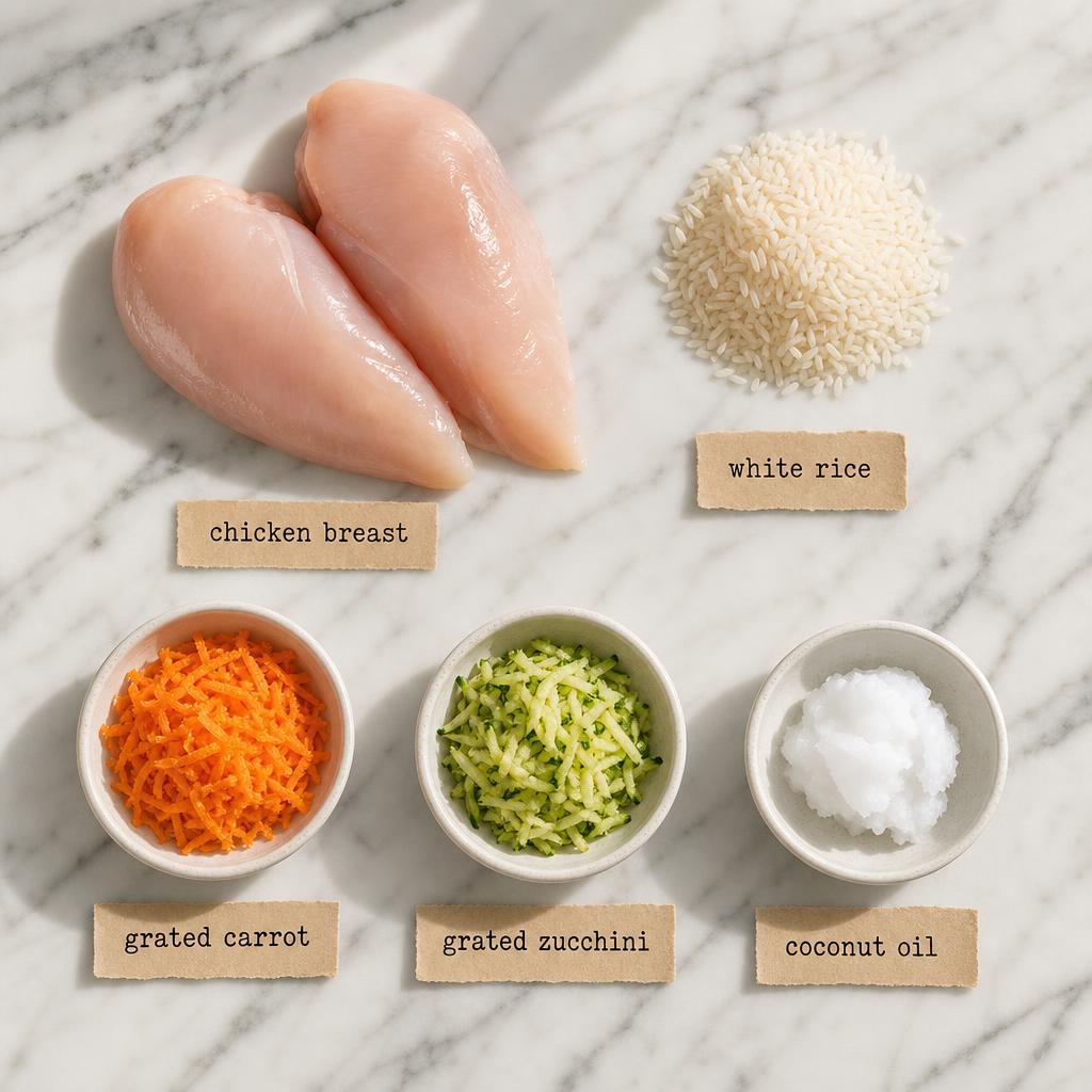 Ingredients for Chicken and Rice Dog Food Recipe
