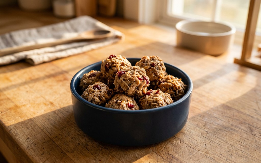 Chicken Cranberry Meatballs for Dogs, homemade dog recipe