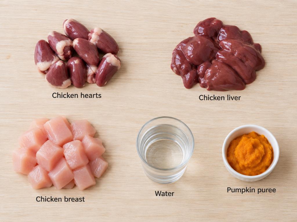 Ingredients for Chicken Liver & Heart Cat Stew