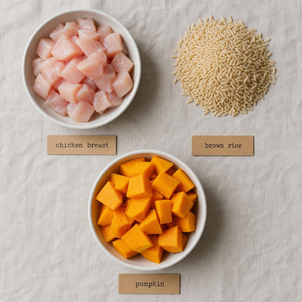 Ingredients for Chicken Pumpkin Dog Food