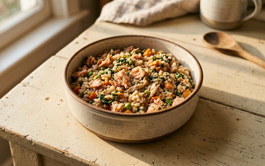 Chicken & Salmon Dog Food Slow Cooker, homemade dog recipe