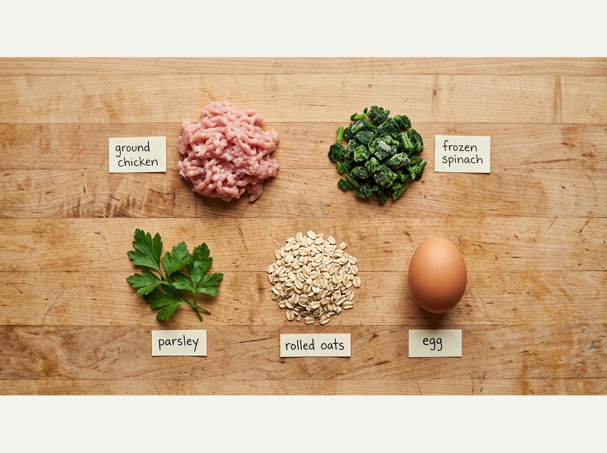 Ingredients for Chicken Spinach Meatballs for Dogs