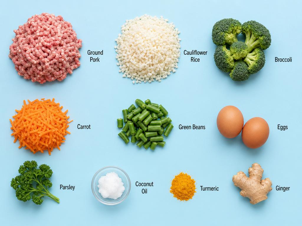 Ingredients for Dog Food With Pork & Cauliflower Rice