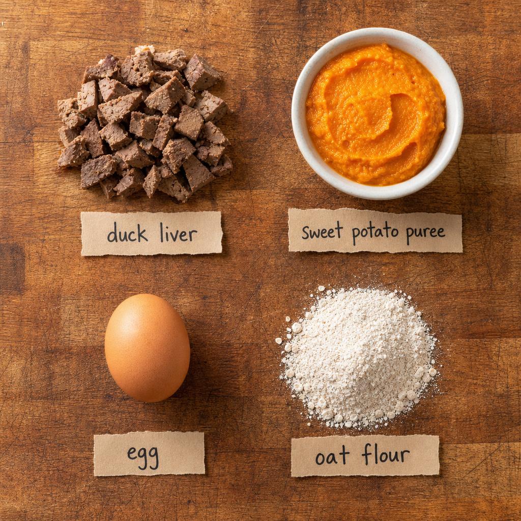 Ingredients for Duck Liver Sweet Potato Dog Treats