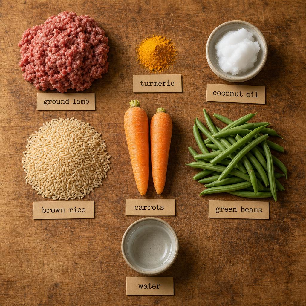 Ingredients for Lamb & Rice Dog Food Recipe