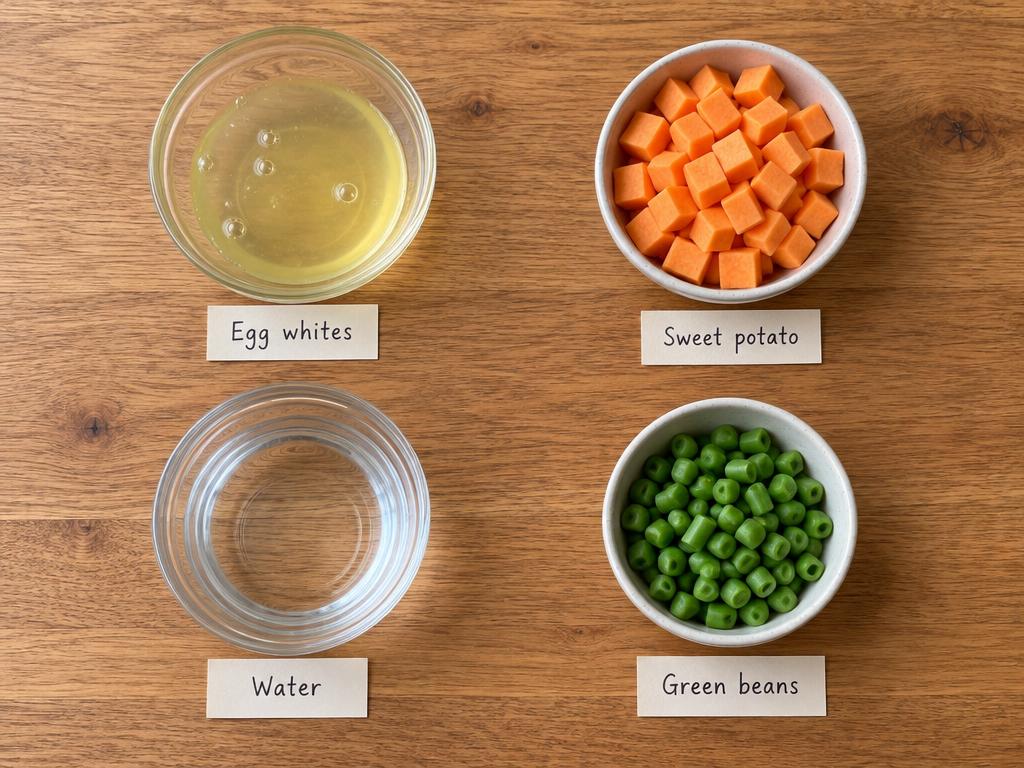 Ingredients for Egg White & Sweet Potato Dog Bowl