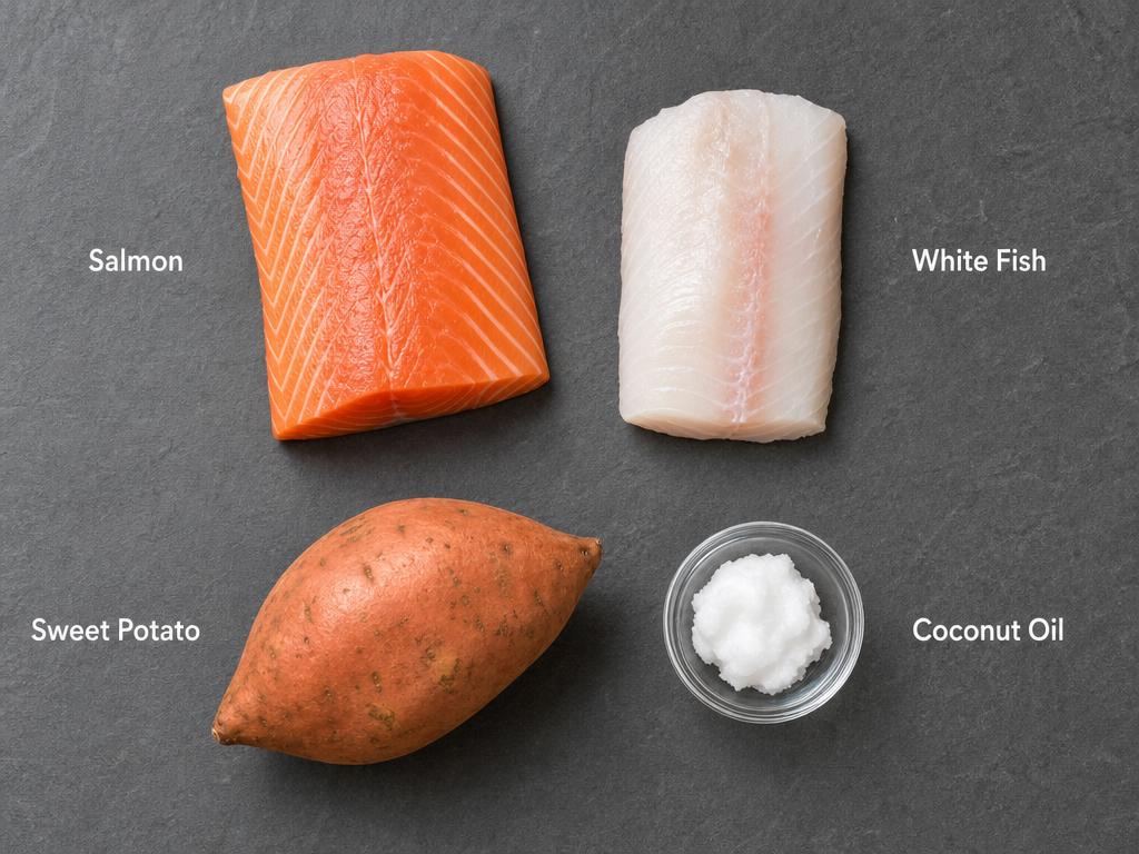 Ingredients for Fish and Sweet Potato Dog Food Recipe