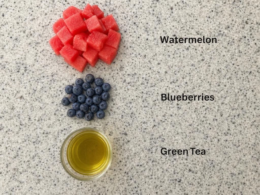 Ingredients for Frozen Blueberry Watermelon Dog Treats