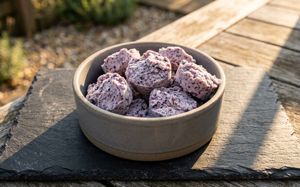 Frozen Blueberry Yogurt Dog Treats, homemade dog recipe