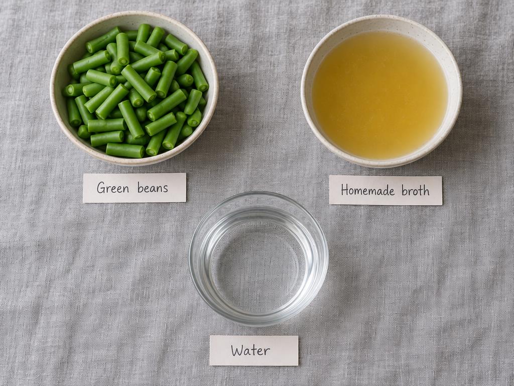 Ingredients for Frozen Green Bean & Broth Dog Cubes