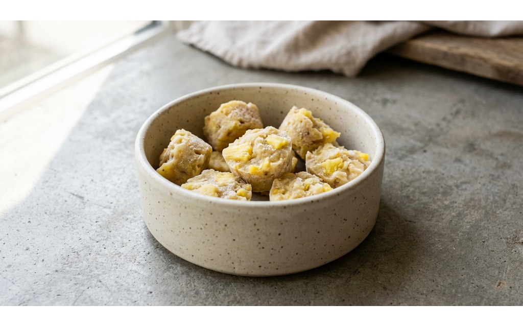 Frozen Pineapple Banana Dog Treats, homemade dog recipe