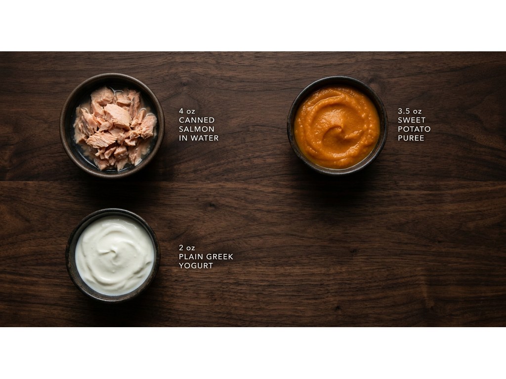 Ingredients for Frozen Salmon Sweet Potato Dog Treats