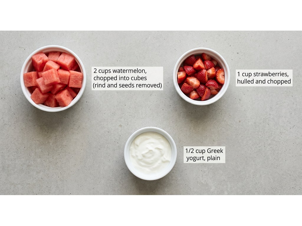 Ingredients for Frozen Watermelon Strawberry Dog Treats
