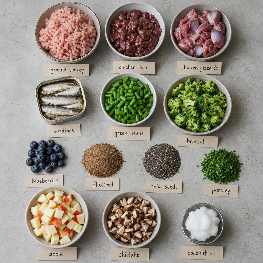 Ingredients for Grain Free Turkey Dog Food Recipe