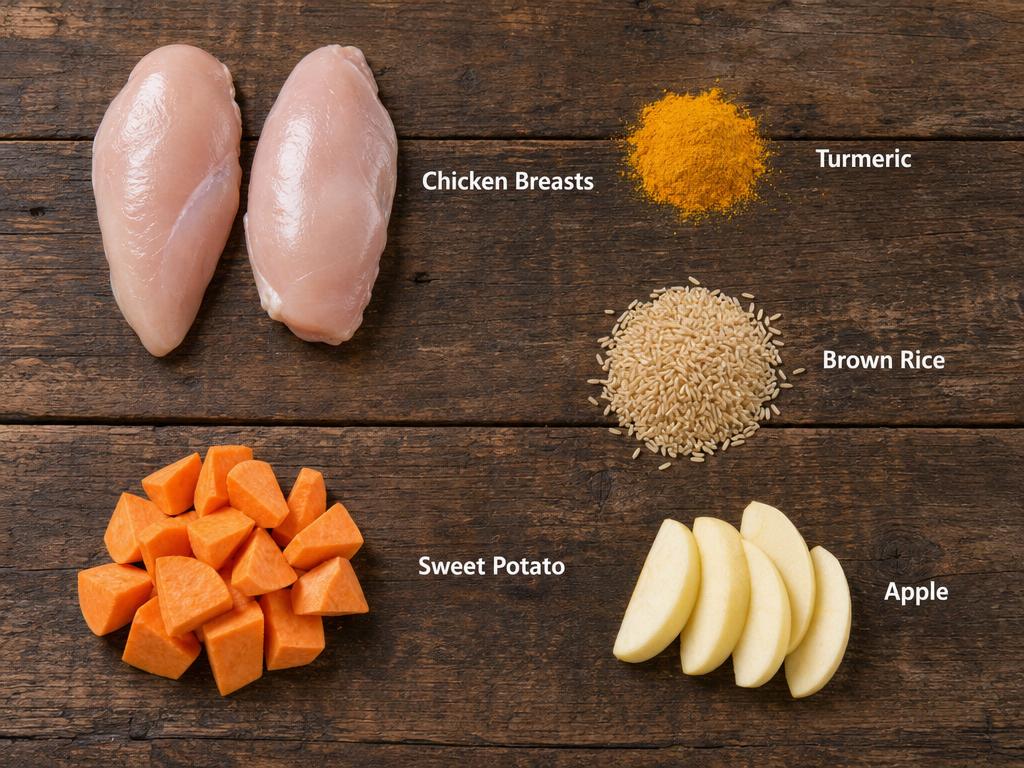 Ingredients for Chicken and Sweet Potato Dog Food