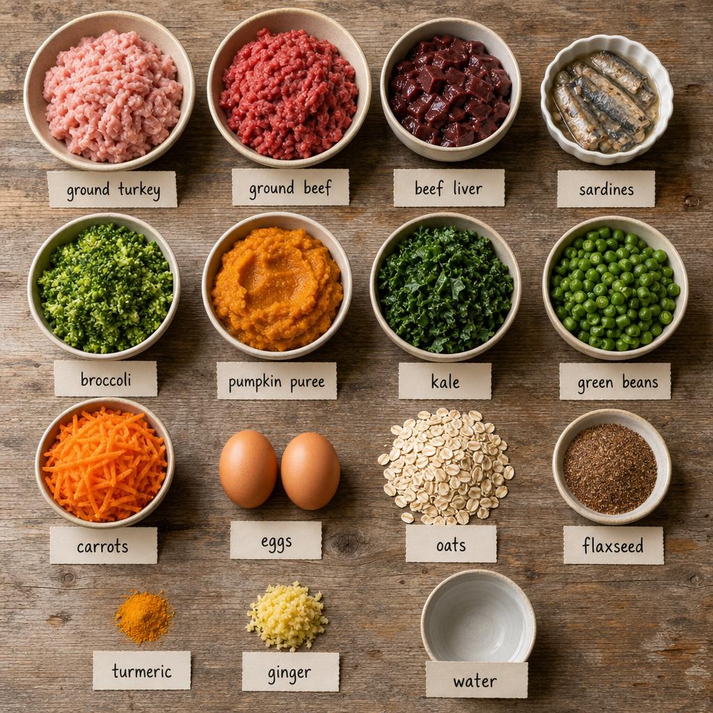 Ingredients for Homemade Dog Food With Turkey & Beef