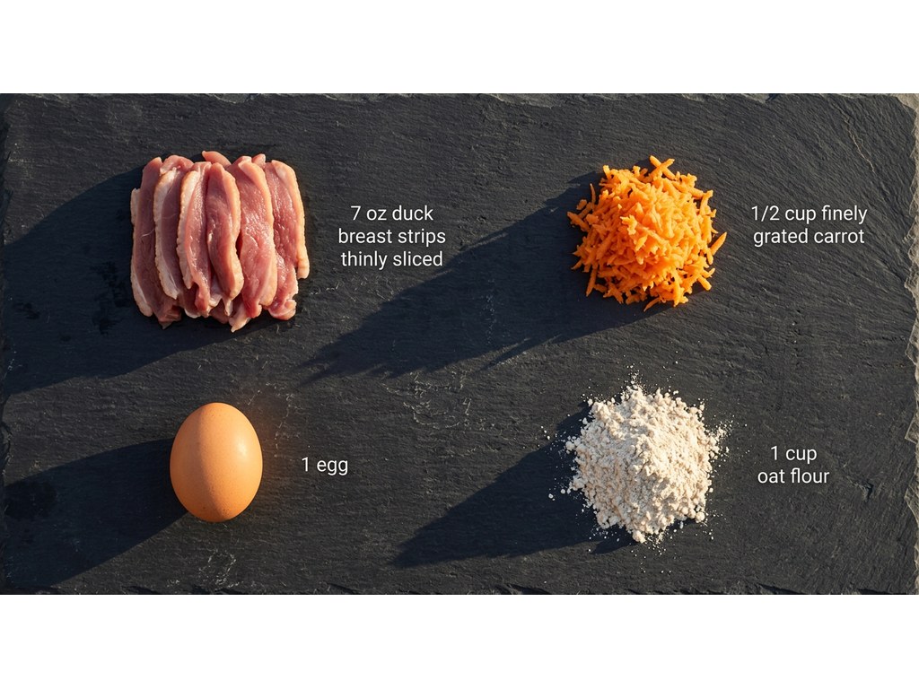 Ingredients for Duck Carrot Dog Treats