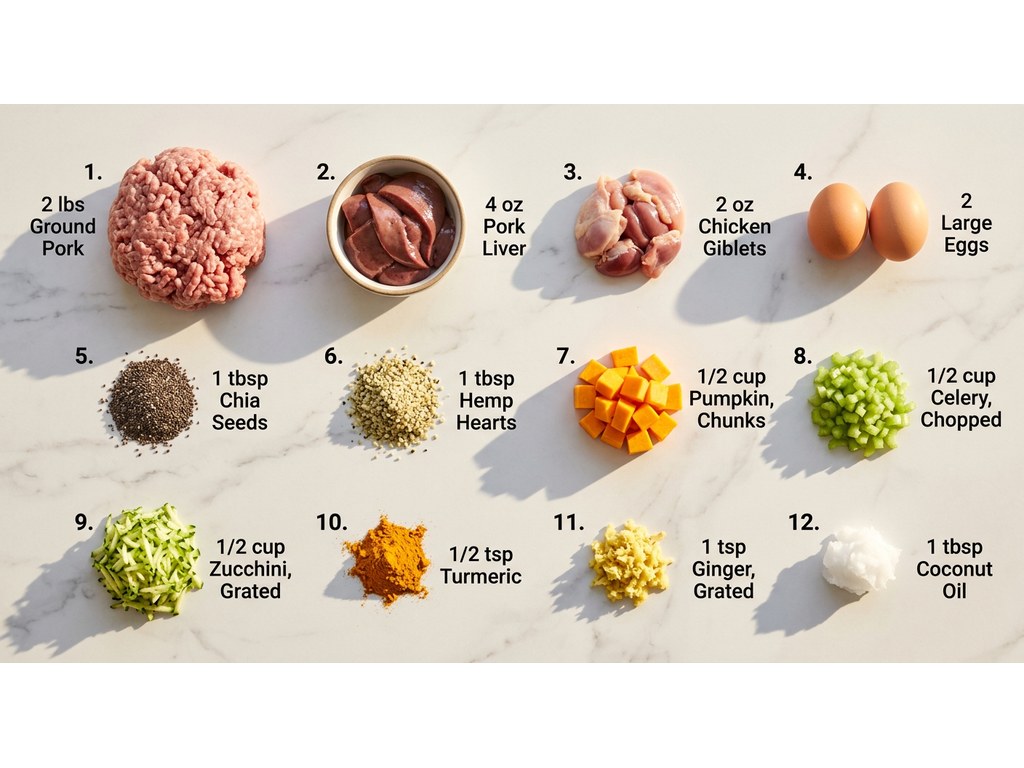 Ingredients for Homemade Pork Dog Food Recipe