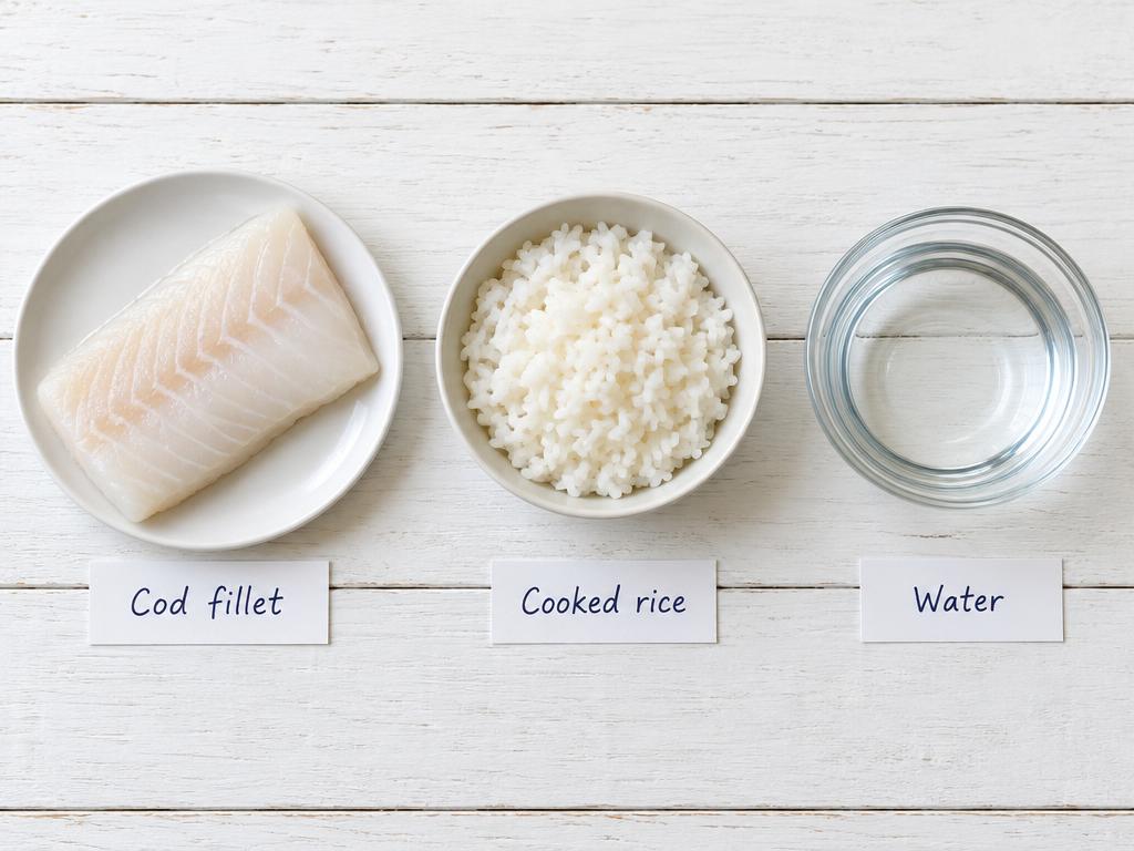 Ingredients for Kitten Cod & Rice Porridge