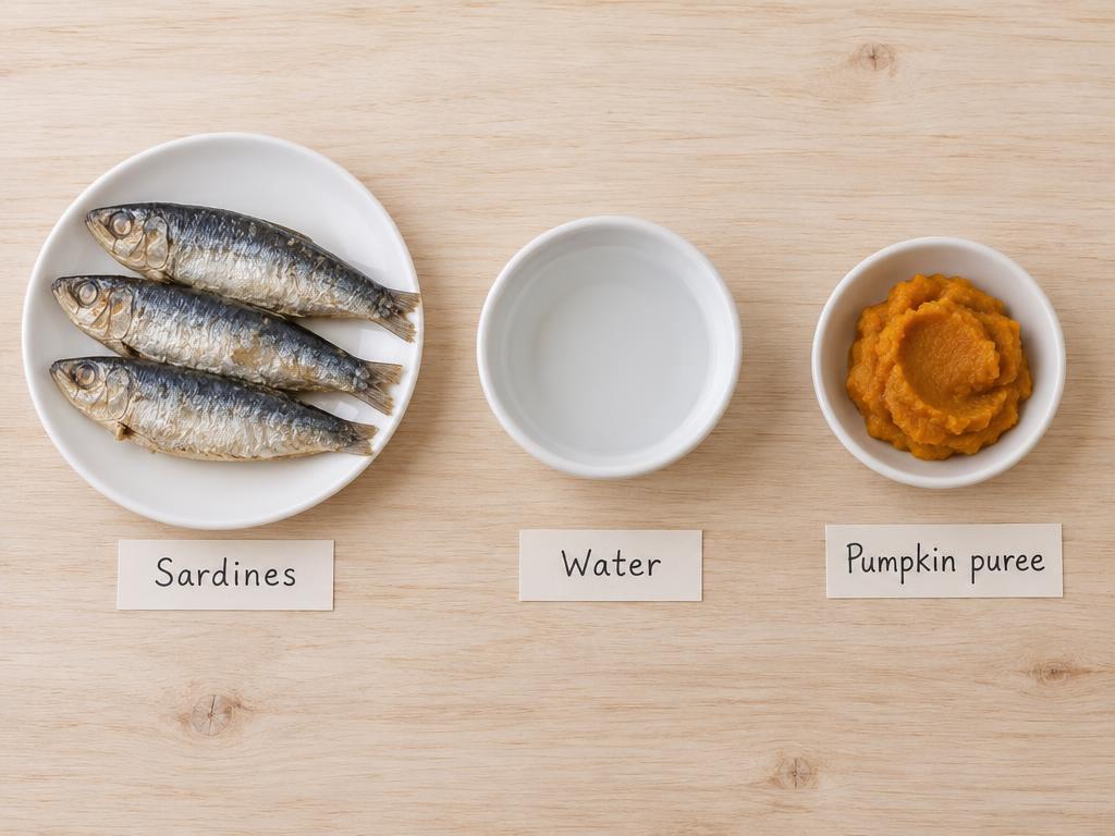 Ingredients for Kitten Sardine Mash