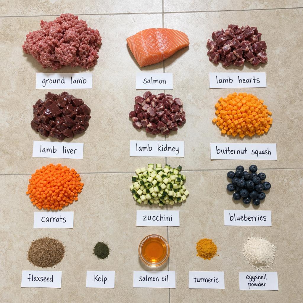 Ingredients for Lamb and Salmon Dog Food