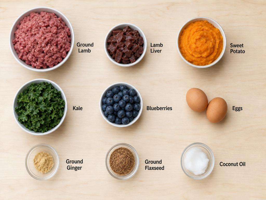 Ingredients for Lamb and Sweet Potato Dog Food
