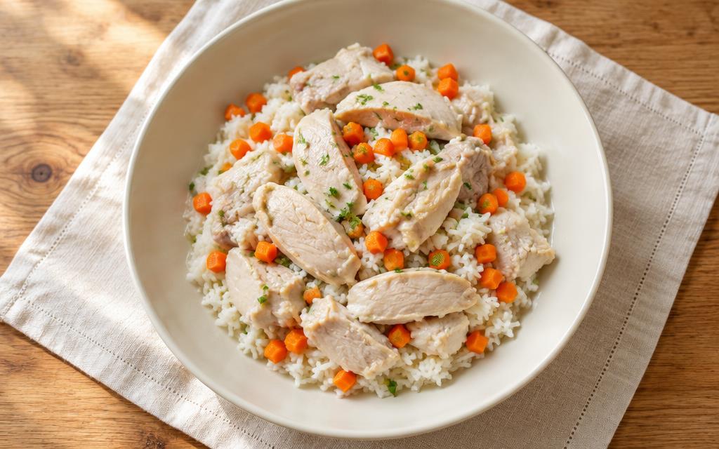 Light Chicken & Rice Dog Dinner, homemade dog recipe