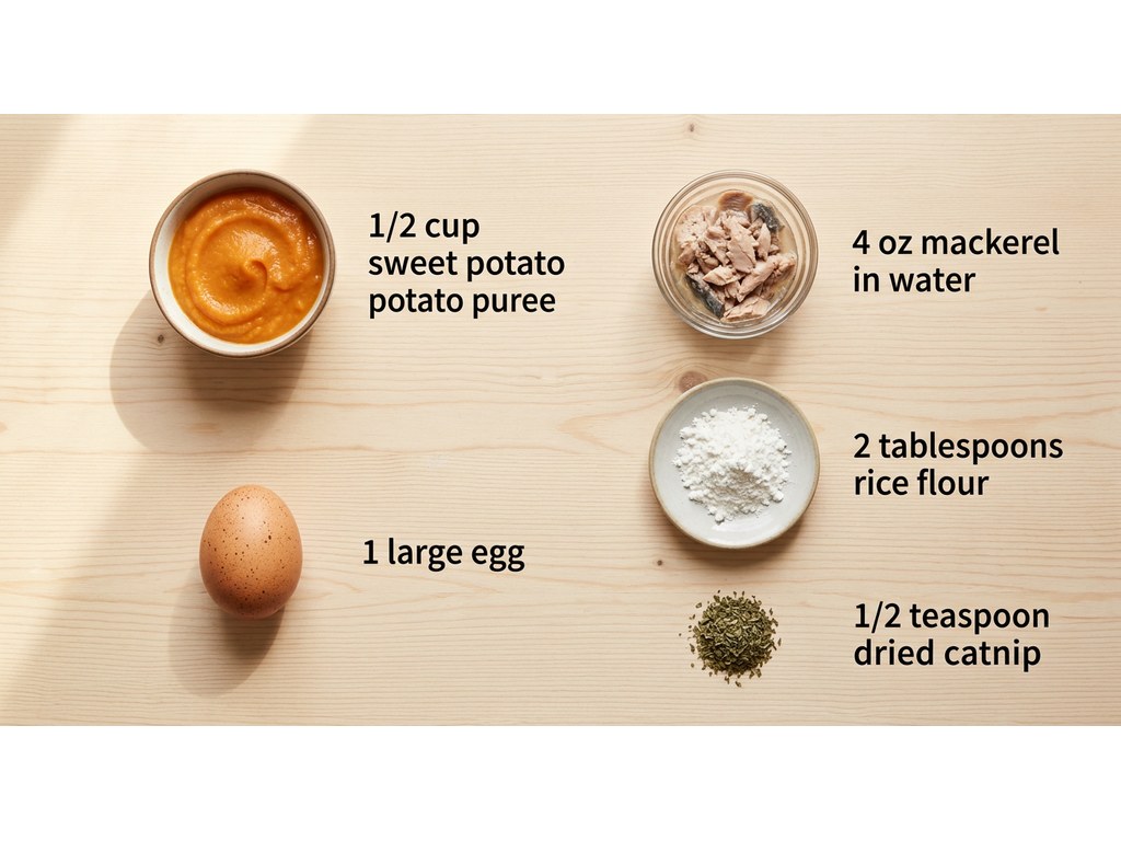Ingredients for Mackerel Sweet Potato Cat Treats