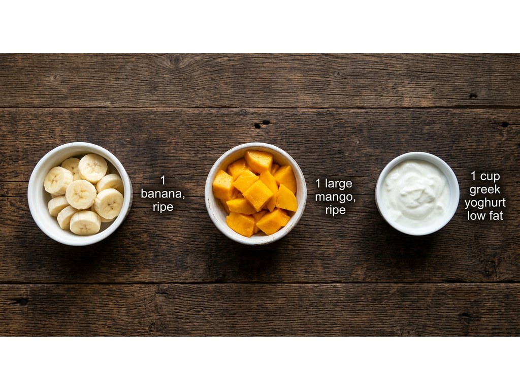 Ingredients for Mango Banana Frozen Yogurt Dog Treats