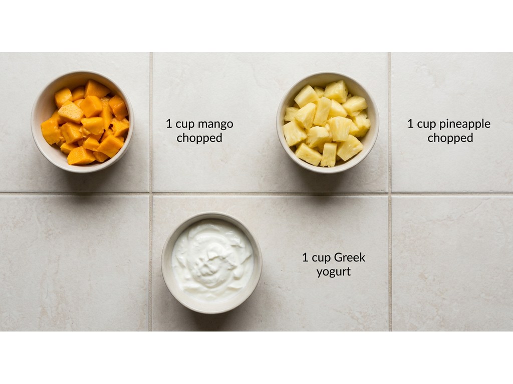 Ingredients for Mango Pineapple Frozen Dog Treat