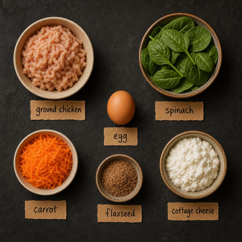 Ingredients for Dog Mini Chicken Spinach Meatloaf