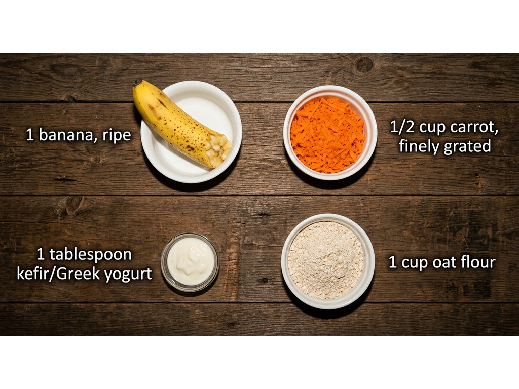 Ingredients for No Bake Banana Carrot Dog Treats