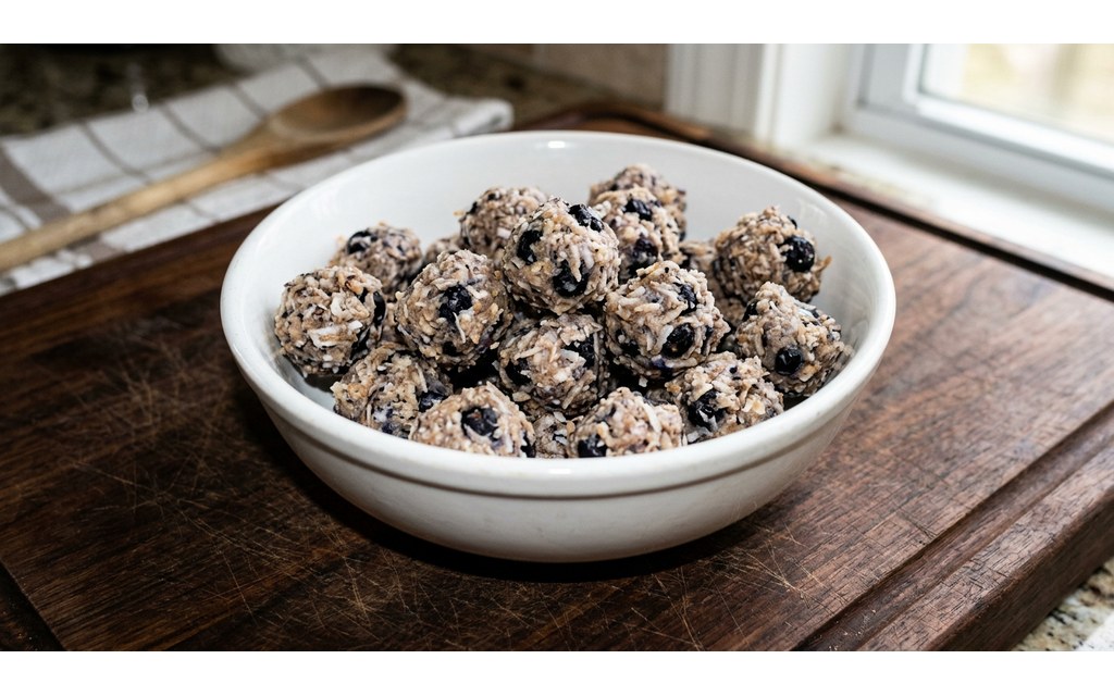 No Bake Blueberry Coconut Dog Treats, homemade dog recipe