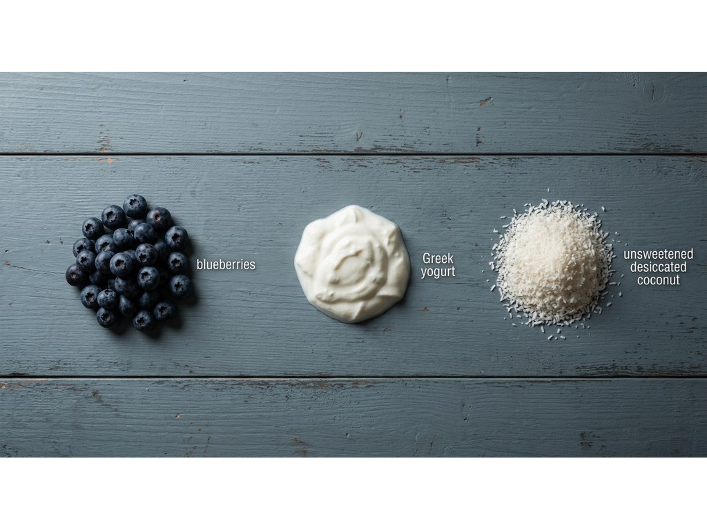 Ingredients for No Bake Blueberry Coconut Dog Treats