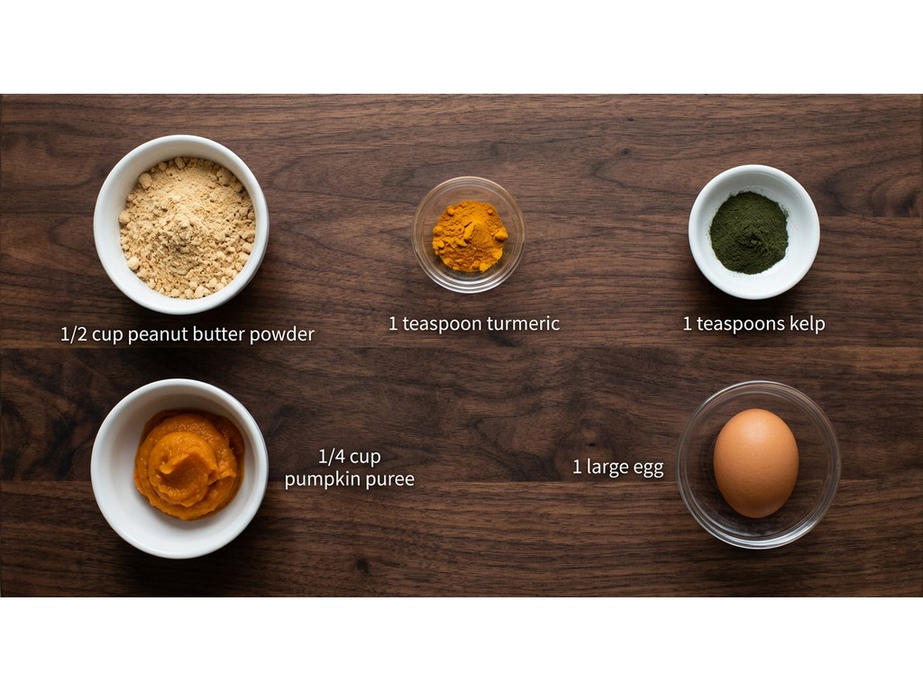 Ingredients for PB and Pumpkin Dog Treats