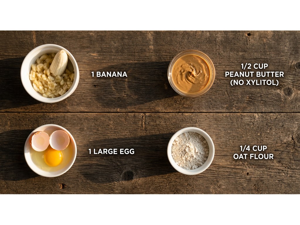 Ingredients for Peanut Butter Banana Dash Dog Treats