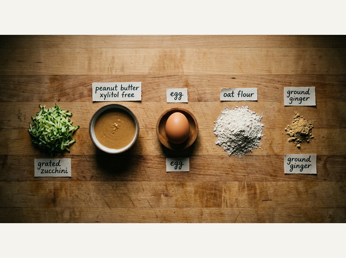 Ingredients for Peanut Butter Zucchini Dog Treats