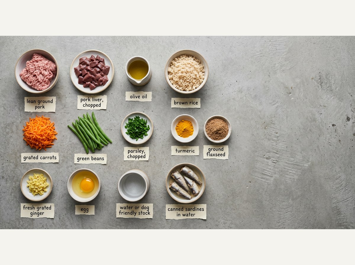 Ingredients for Pork and Rice Dog Food