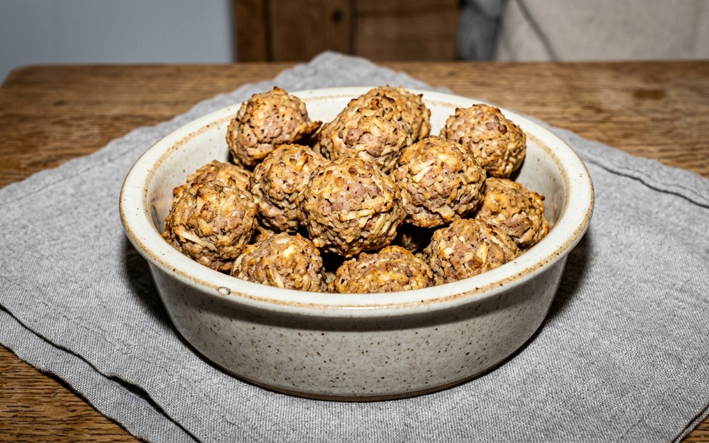 Pork Apple Meatball Dog Treats, homemade dog recipe